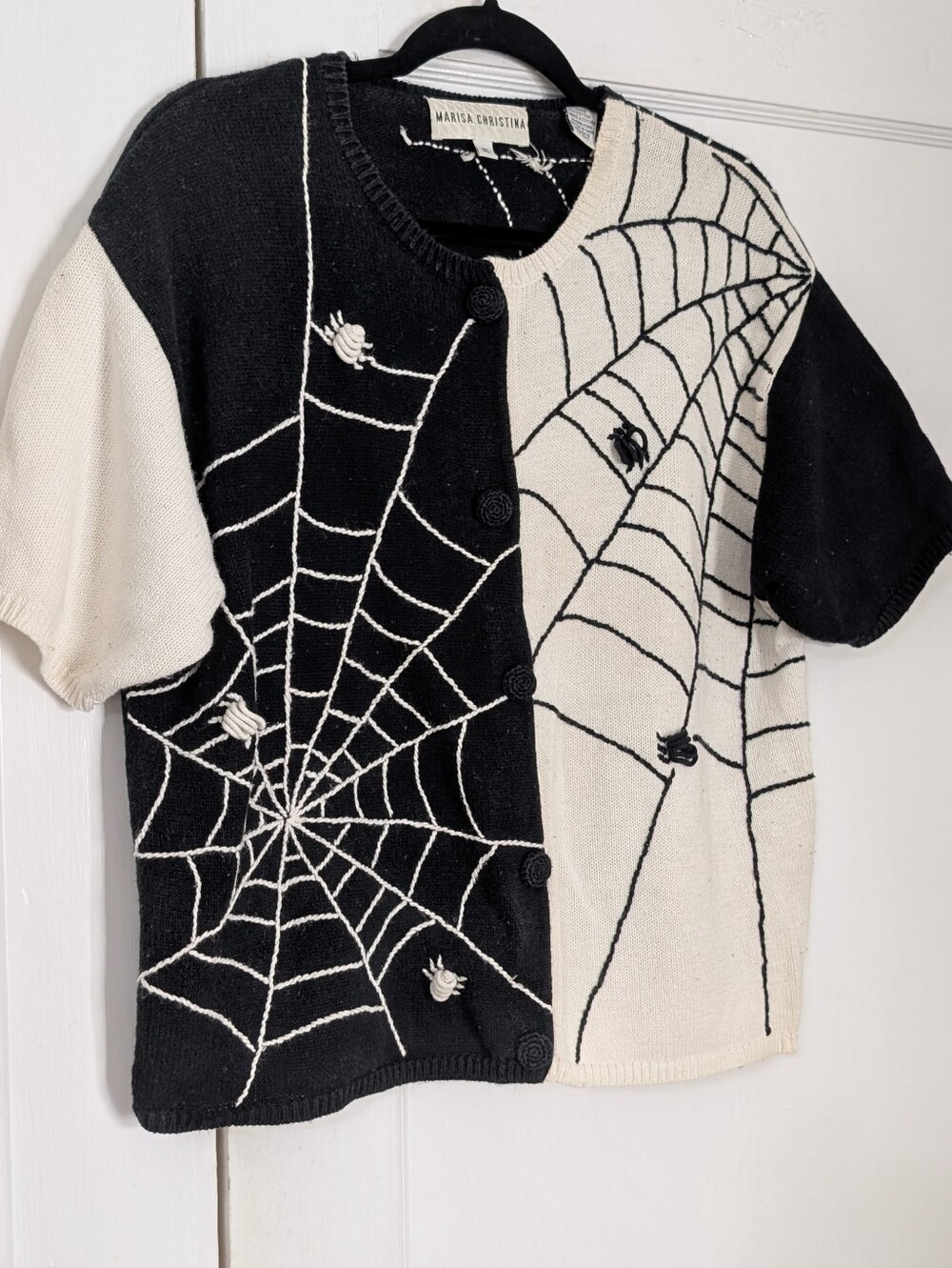 Vintage Marisa Christina Halloween Short Sleeve Sweater Women's XL Goth Spooky - Picture 2 of 5